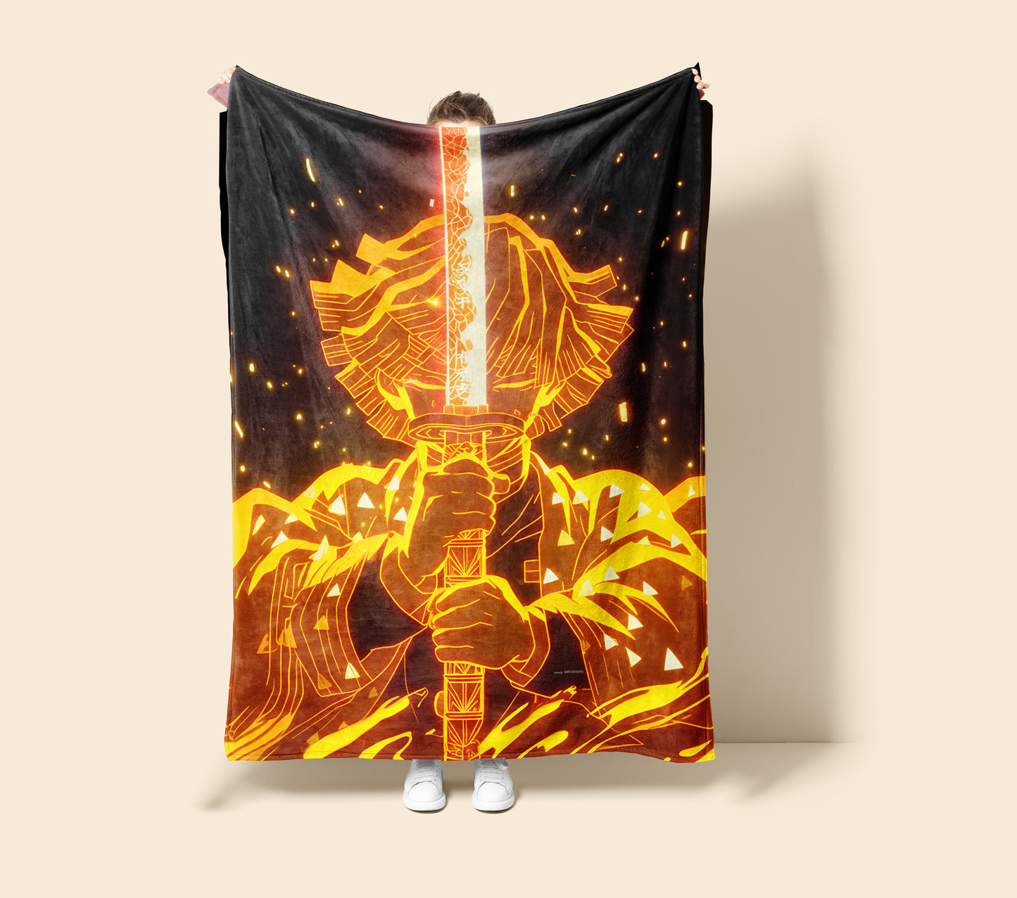 Agatsuma Zenitsu Thunder Breathing Art Blanket, Demon Slayer Zenitsu Decor, Epic Battle Lightning Design, Premium Fan Gift, Anime Art