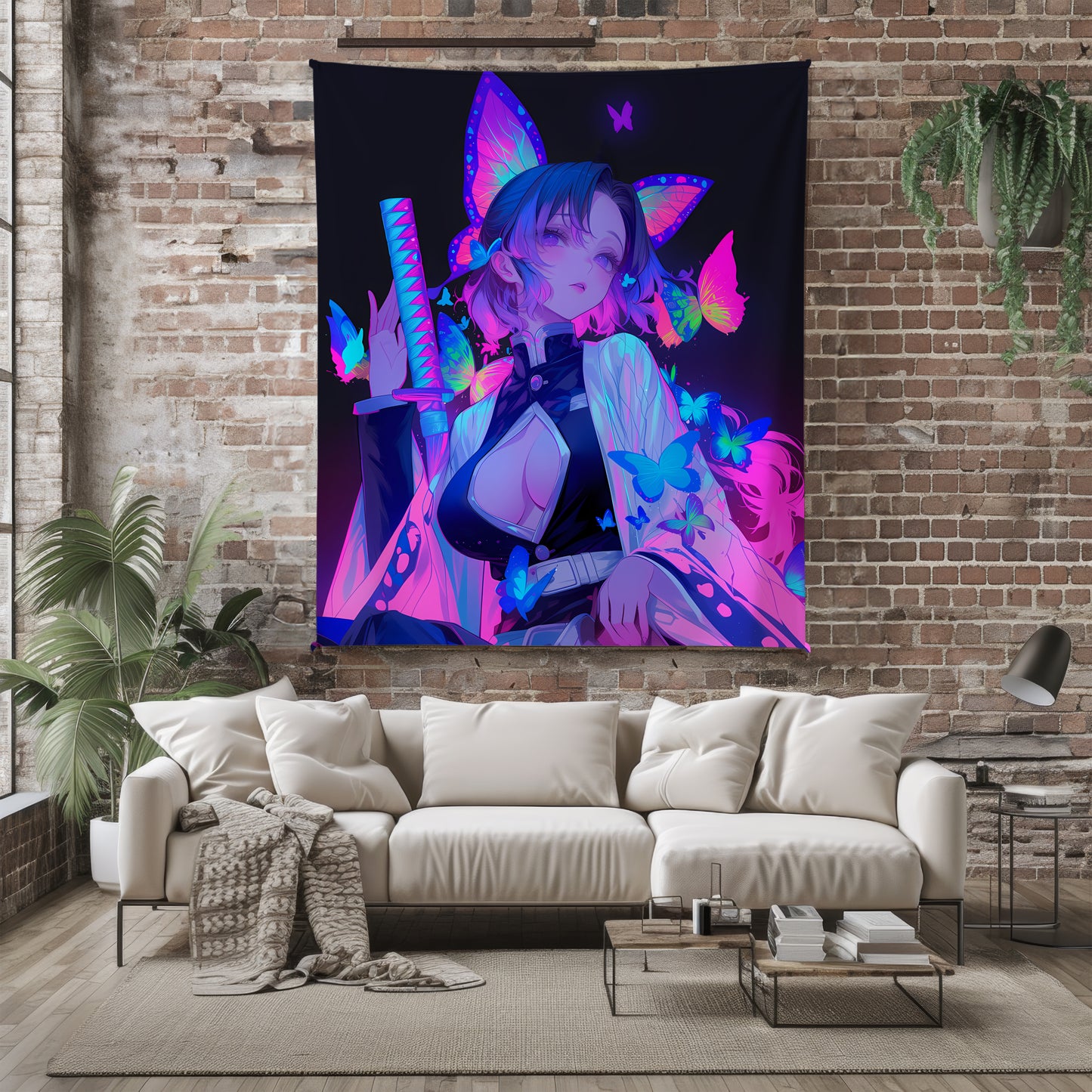 Shinobu Kocho Sultry Insect Hashira Art Blanket, Demon Slayer Sexy Shinobu Decor, Elegant Butterfly Aesthetic, Premium Girl Gift, Anime Art