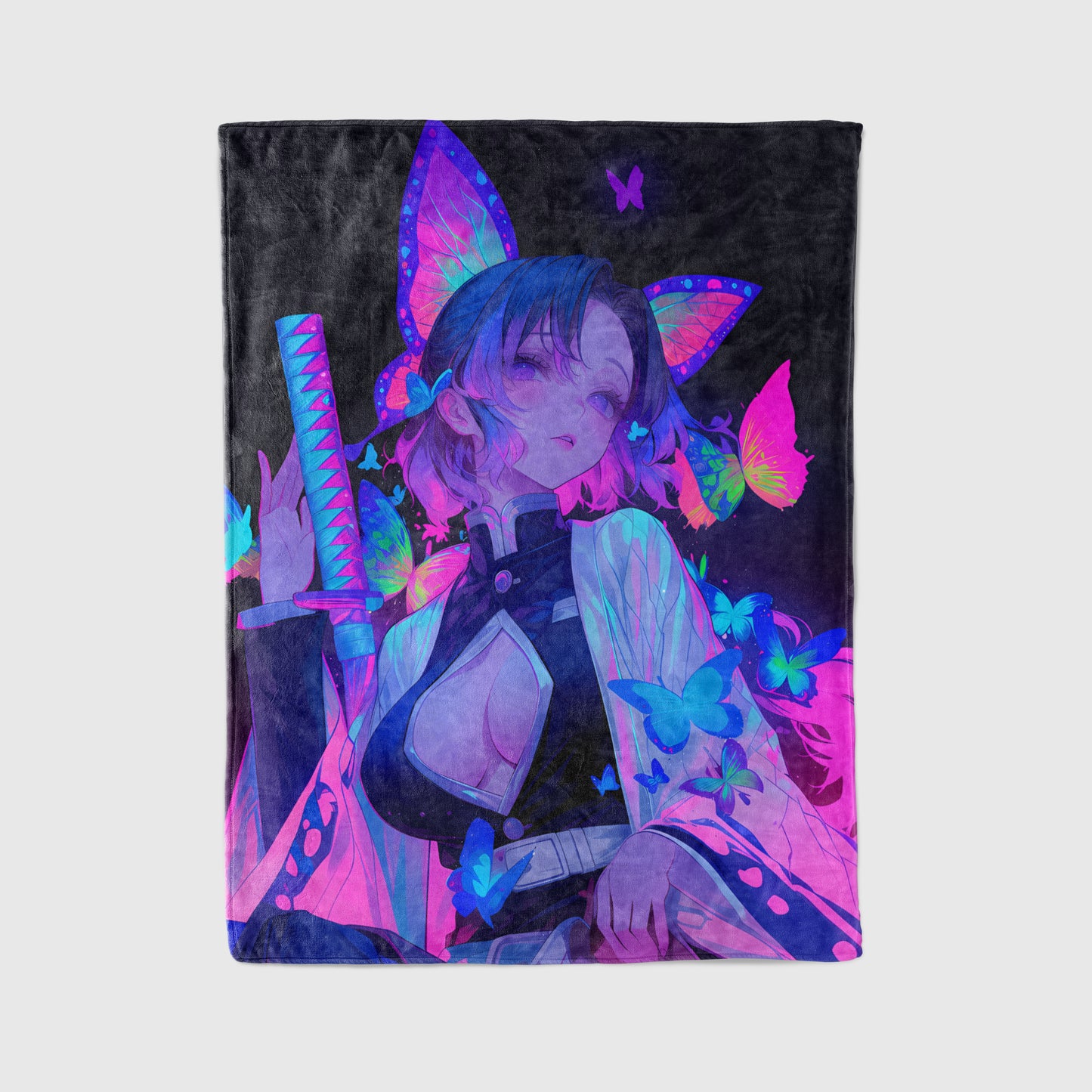 Shinobu Kocho Sultry Insect Hashira Art Blanket, Demon Slayer Sexy Shinobu Decor, Elegant Butterfly Aesthetic, Premium Girl Gift, Anime Art
