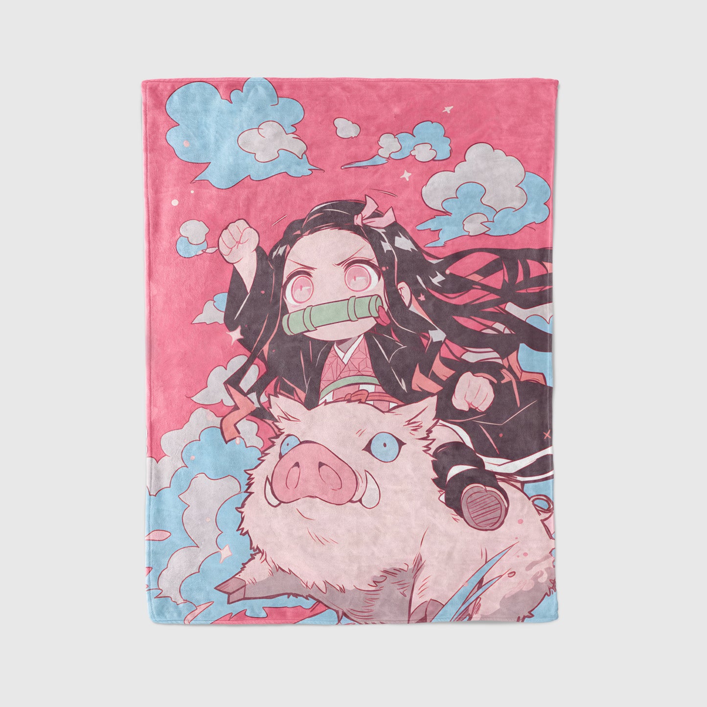 Kamado Nezuko Kawaii Art Blanket, Demon Slayer Nezuko Decor, Sweet Chibi Style Design, Premium Fan Gift, Custom Bedroom Decor