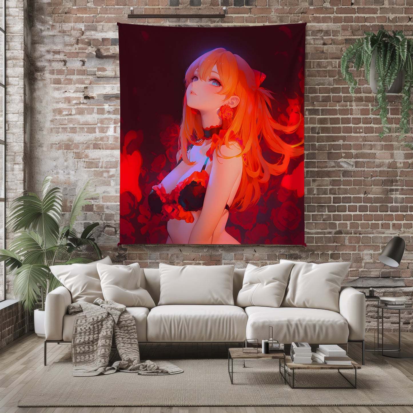 Asuka Langley Soryu Swimwear Art Blanket, Evangelion Asuka Bikini Decor, Sexy Summer Beach Design, Premium Anime Fan Gift, Custom Art