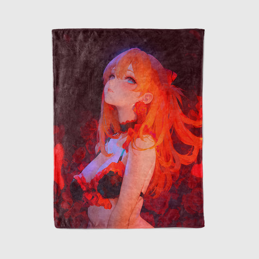 Asuka Langley Soryu Swimwear Art Blanket, Evangelion Asuka Bikini Decor, Sexy Summer Beach Design, Premium Anime Fan Gift, Custom Art