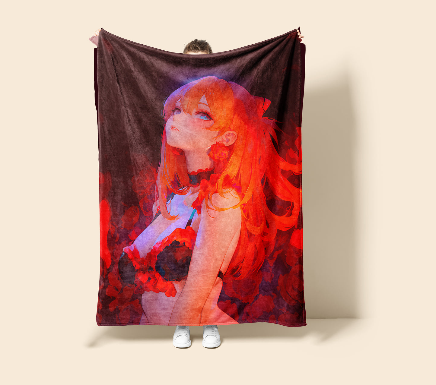 Asuka Langley Soryu Swimwear Art Blanket, Evangelion Asuka Bikini Decor, Sexy Summer Beach Design, Premium Anime Fan Gift, Custom Art