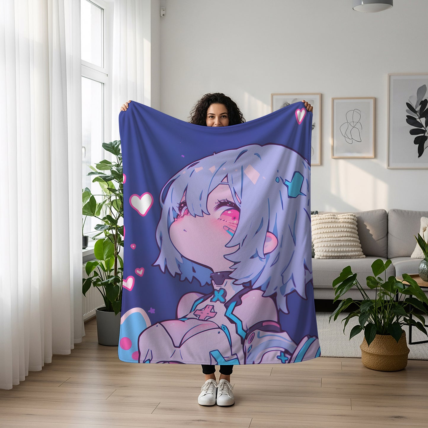 Rei Ayanami Kawaii Art Blanket, Evangelion Cute Rei Decor, Sweet Healing Manga Design, Premium Kawaii Gift, Anime Collectible
