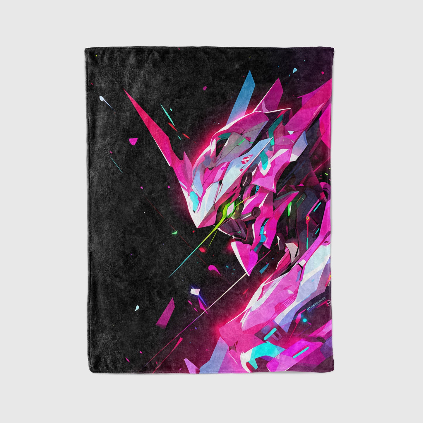 Evangelion Unit 01 Neon Art Blanket, EVA-01 Cyberpunk Decor, Retro Futuristic Mecha Design, Premium Fan Gift, Aesthetic Wall Art