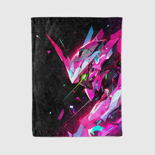 Evangelion Unit 01 Neon Art Blanket, EVA-01 Cyberpunk Decor, Retro Futuristic Mecha Design, Premium Fan Gift, Aesthetic Wall Art