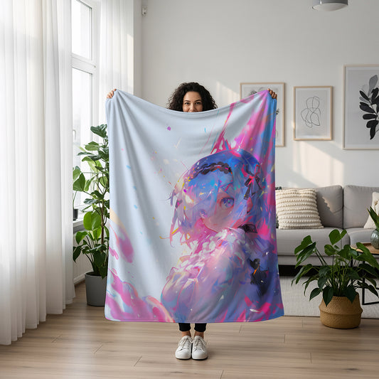 Rei Ayanami Dreamy Aesthetic Art Blanket, Evangelion Ethereal Rei Decor, Surreal Fantasy Design, Premium Fan Gift, Custom Art Decor