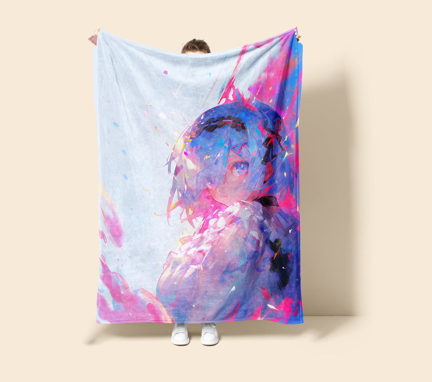 Rei Ayanami Dreamy Aesthetic Art Blanket, Evangelion Ethereal Rei Decor, Surreal Fantasy Design, Premium Fan Gift, Custom Art Decor