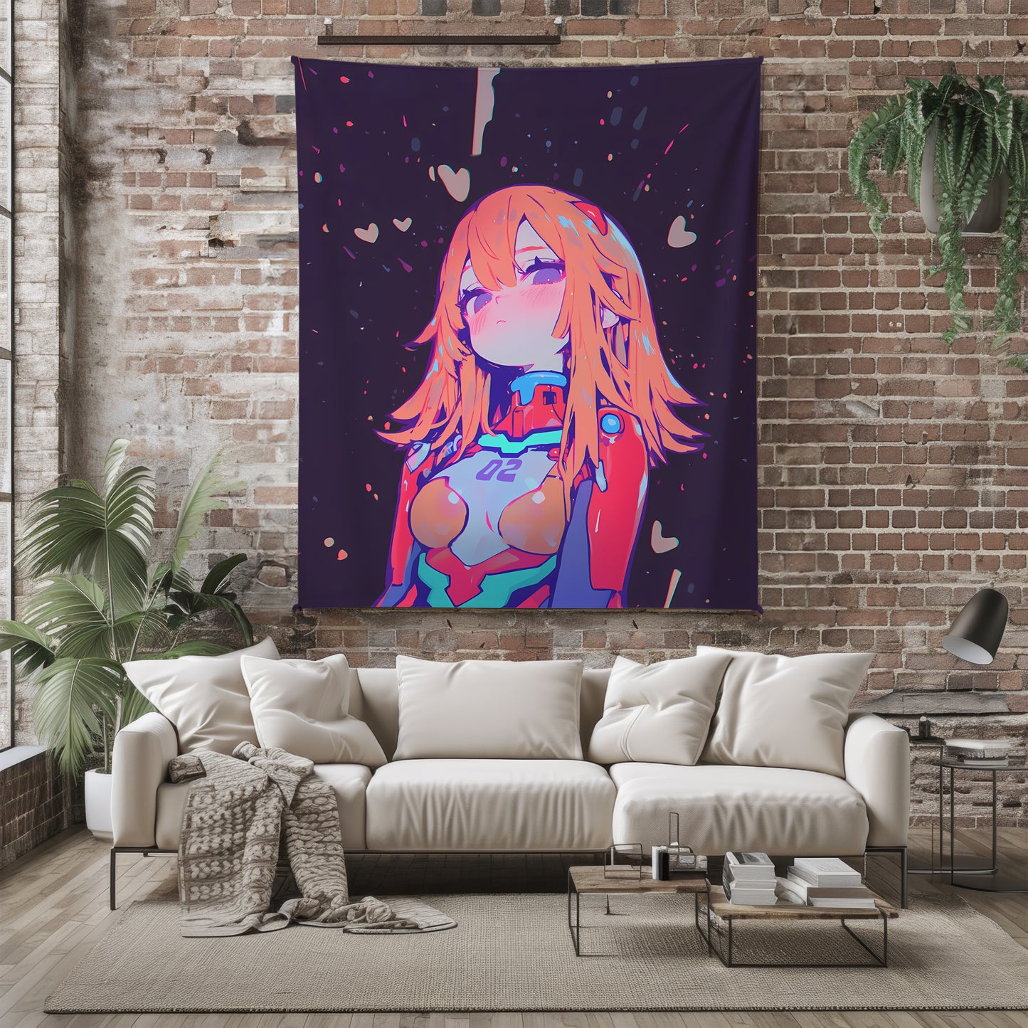 Asuka Langley Plugsuit Art Blanket, Evangelion Asuka Bodysuit Decor, Sexy Red Glossy Design, Premium Anime Girl Gift, OOAK Art Bedding