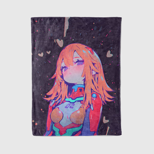 Asuka Langley Plugsuit Art Blanket, Evangelion Asuka Bodysuit Decor, Sexy Red Glossy Design, Premium Anime Girl Gift, OOAK Art Bedding