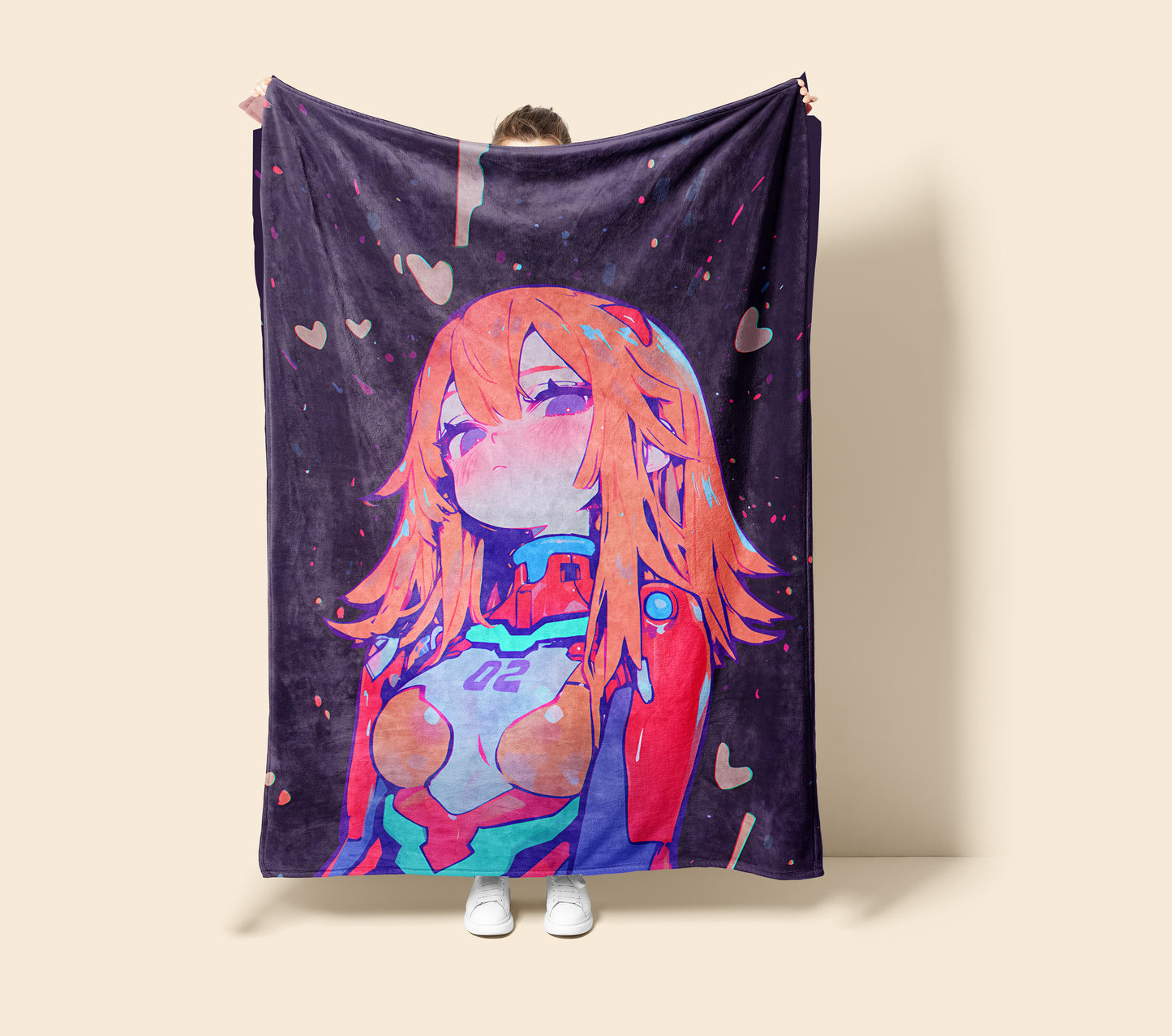 Asuka Langley Plugsuit Art Blanket, Evangelion Asuka Bodysuit Decor, Sexy Red Glossy Design, Premium Anime Girl Gift, OOAK Art Bedding