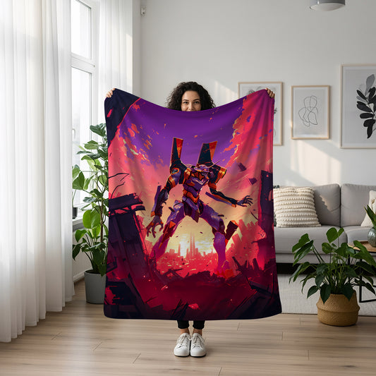 Evangelion Units Art Blanket, EVA All-Star Mecha Decor, Classic Mecha Team Illustration, Premium Fan Gift, Anime Art Blanket
