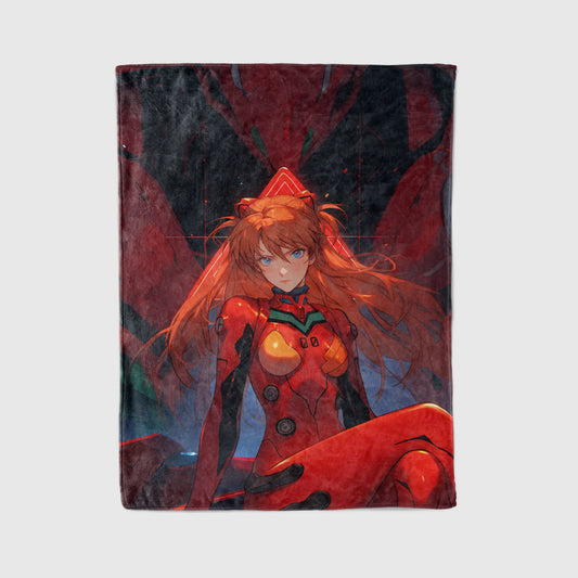 Asuka Langley Vintage Manga Art Blanket, Evangelion Retro Asuka Decor, 90s Anime Aesthetic Design, Premium Nostalgic Gift, Custom Art
