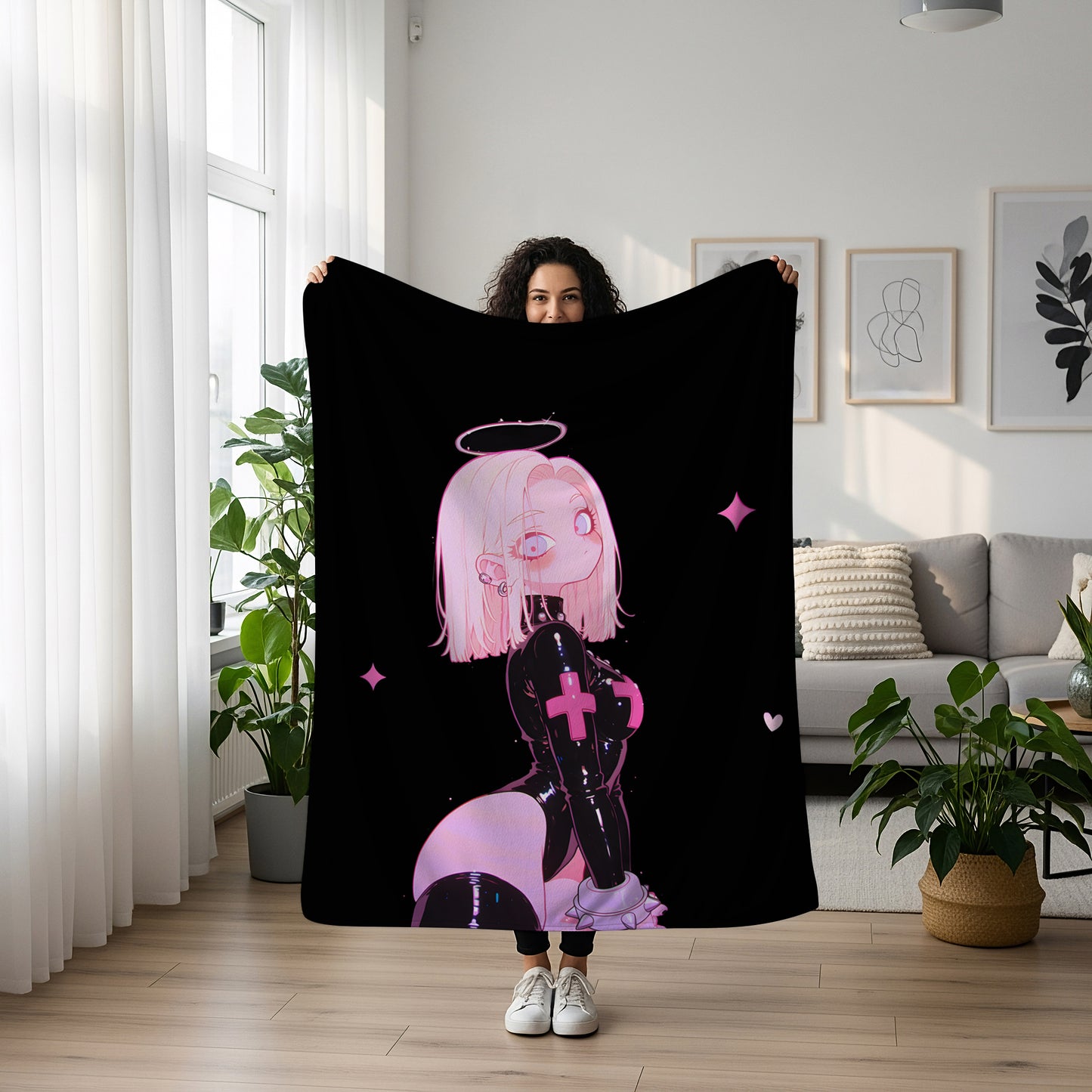 Android 18 Rubber Suit Art Blanket, Dragon Ball Z Lazuli Bodysuit Decor, Sexy Glossy Suit Design, Premium Anime Girl Gift, Anime Art