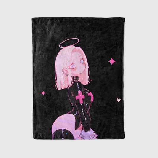 Android 18 Rubber Suit Art Blanket, Dragon Ball Z Lazuli Bodysuit Decor, Sexy Glossy Suit Design, Premium Anime Girl Gift, Anime Art