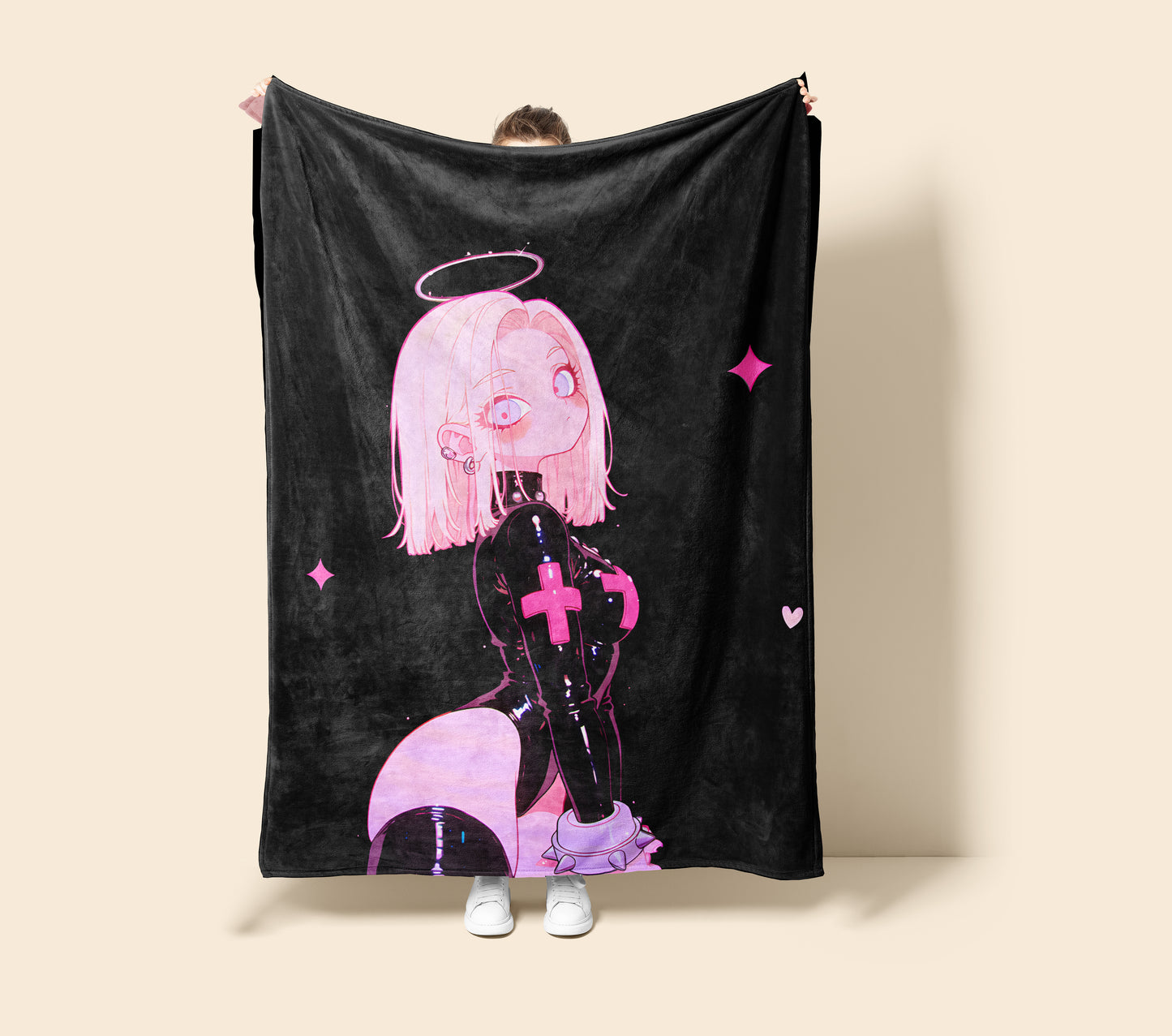 Android 18 Rubber Suit Art Blanket, Dragon Ball Z Lazuli Bodysuit Decor, Sexy Glossy Suit Design, Premium Anime Girl Gift, Anime Art