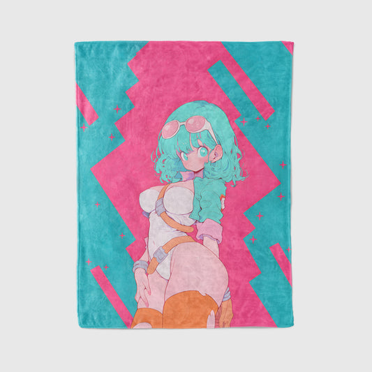 Bulma Sexy Swimwear Retro Art Blanket, Dragon Ball Vintage Decor, Summer Beach Bikini Design, Premium Fan Gift, Aesthetic Wall Art