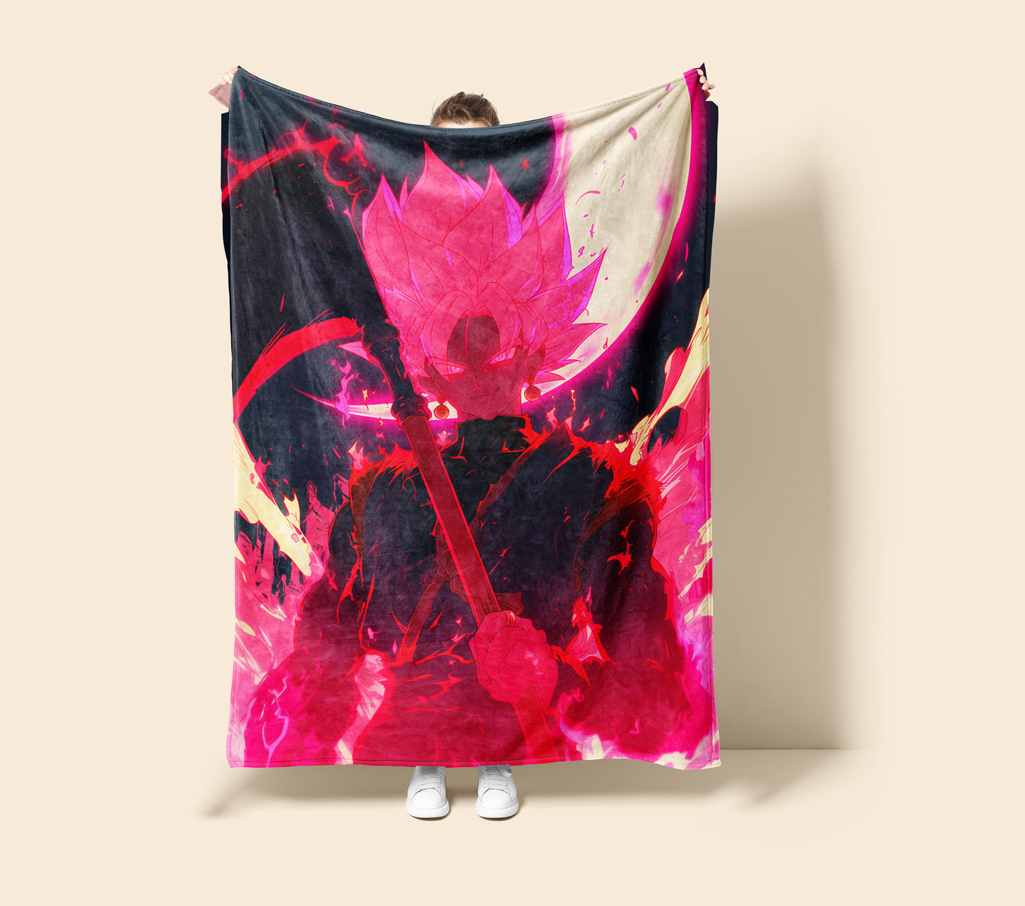 Son Goku Kakarot Reaper Scythe Art Blanket, Dragon Ball Super Dark Decor, Epic Scythe Warrior Design, Premium Fan Gift, Anime Art
