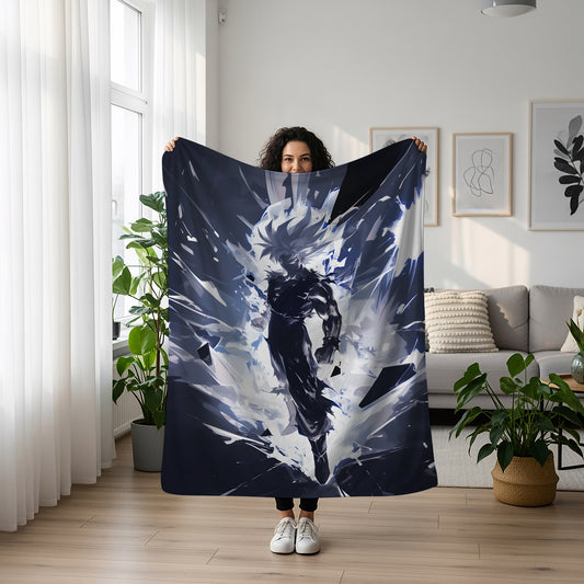 Goku Super Saiyan Dark Art Blanket, Dragon Ball Z SSJ Dark Decor, Intense Shadow Warrior Design, Premium Fan Gift, Custom Art