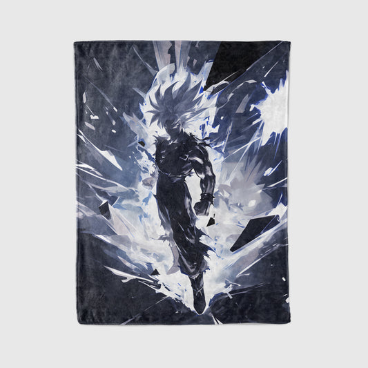 Goku Super Saiyan Dark Art Blanket, Dragon Ball Z SSJ Dark Decor, Intense Shadow Warrior Design, Premium Fan Gift, Custom Art