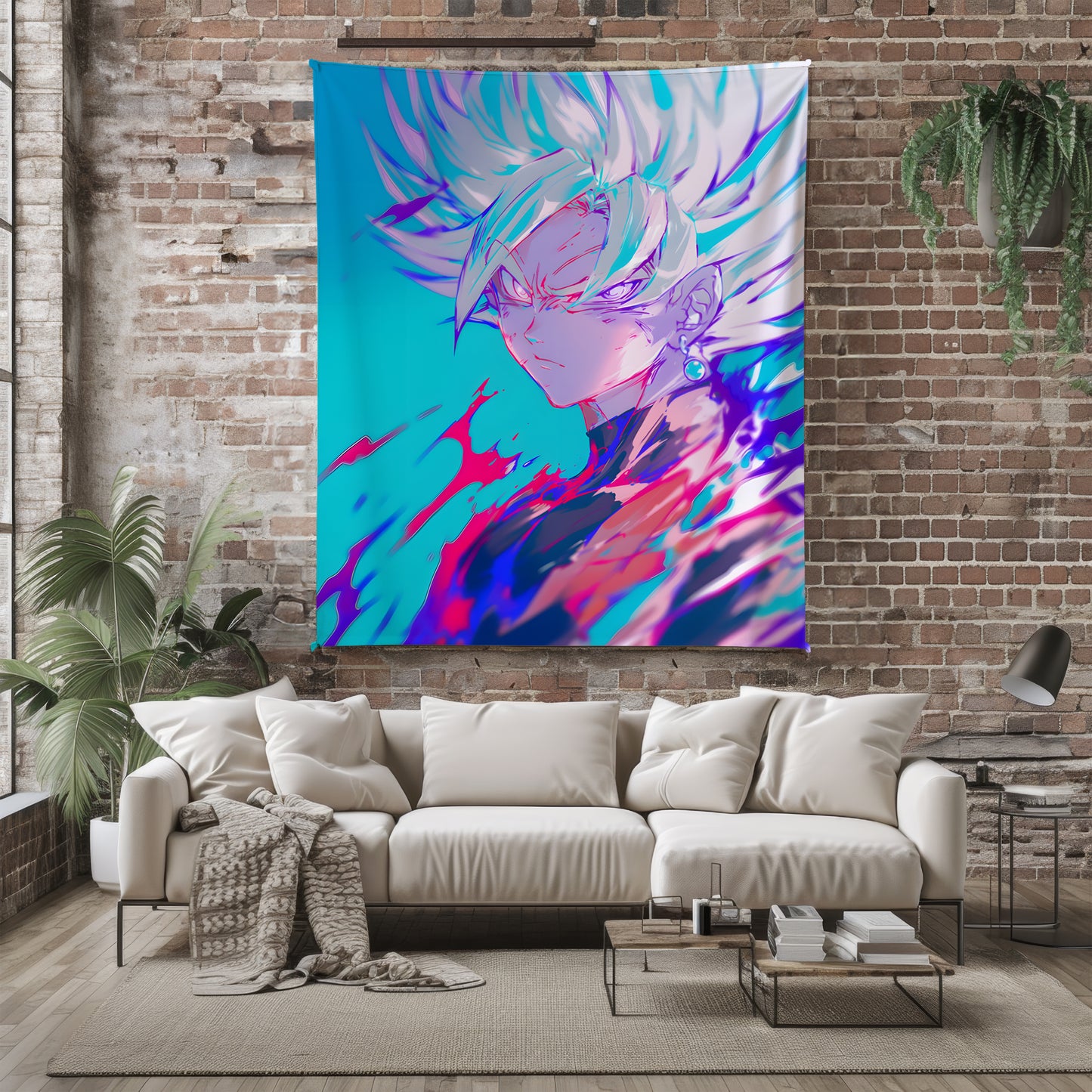 Goku Super Saiyan Graffiti Art Blanket, Dragon Ball Street Art Decor, Urban Saiyan Warrior Design, Premium Anime Gift, OOAK Art