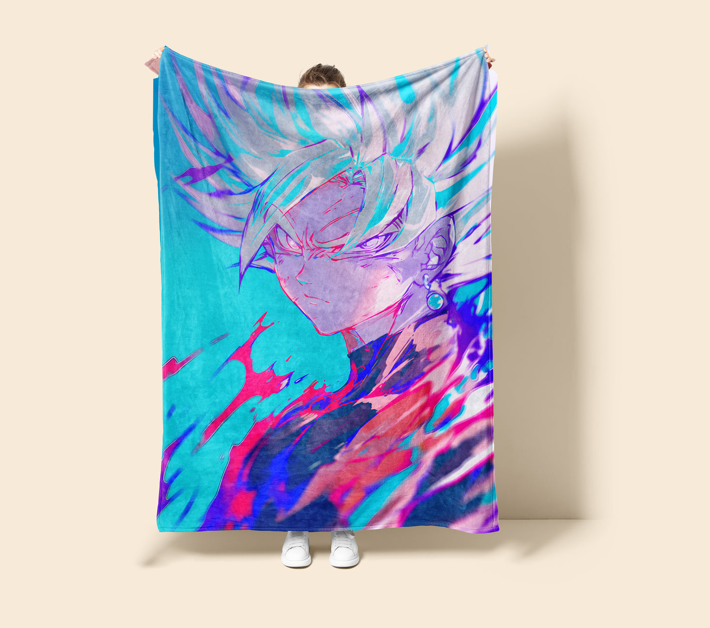 Goku Super Saiyan Graffiti Art Blanket, Dragon Ball Street Art Decor, Urban Saiyan Warrior Design, Premium Anime Gift, OOAK Art