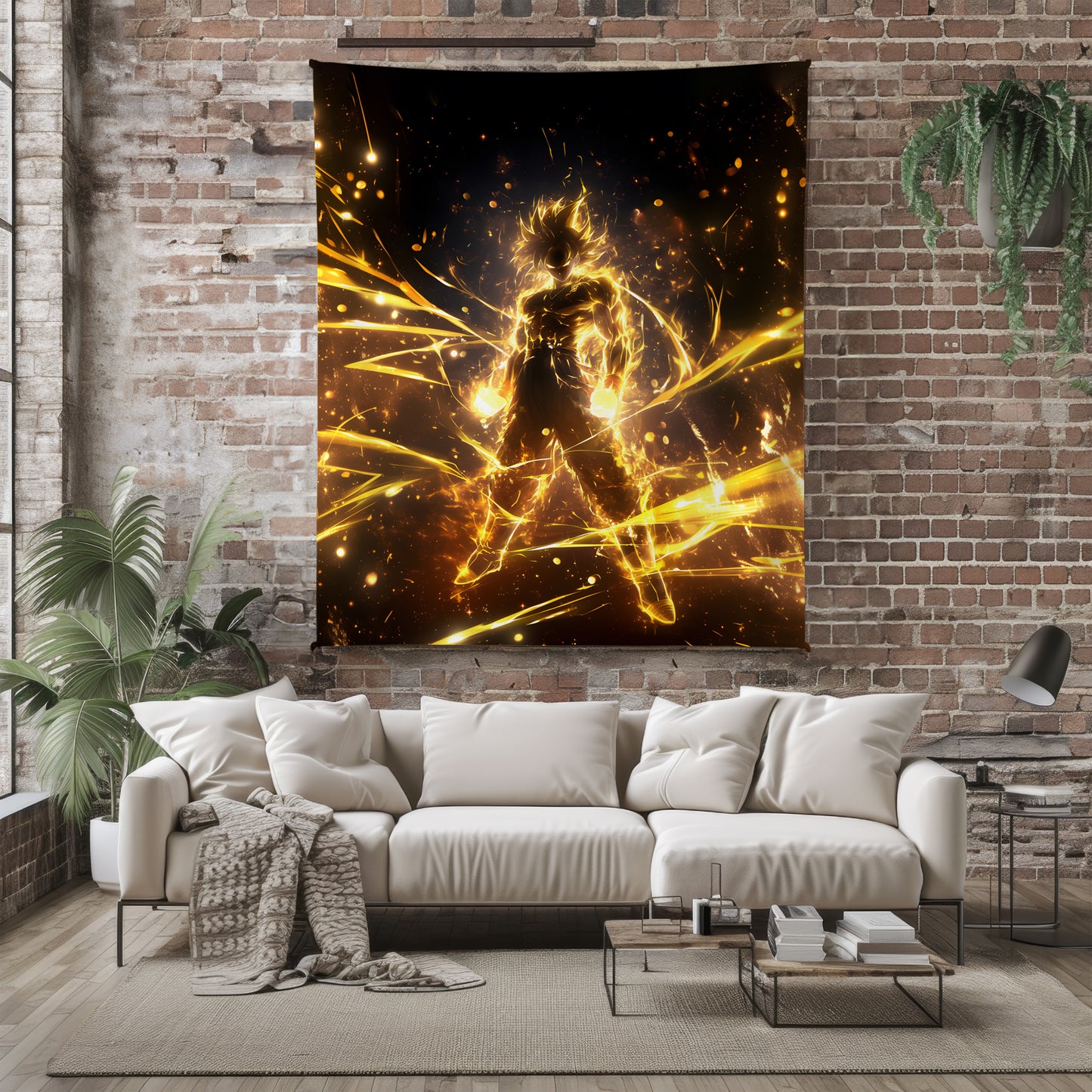 Goku Super Saiyan Golden Art Blanket, Dragon Ball Z SSJ Aura Decor, Radiant Ki Power Design, Premium Fan Gift, Anime Art Bedding