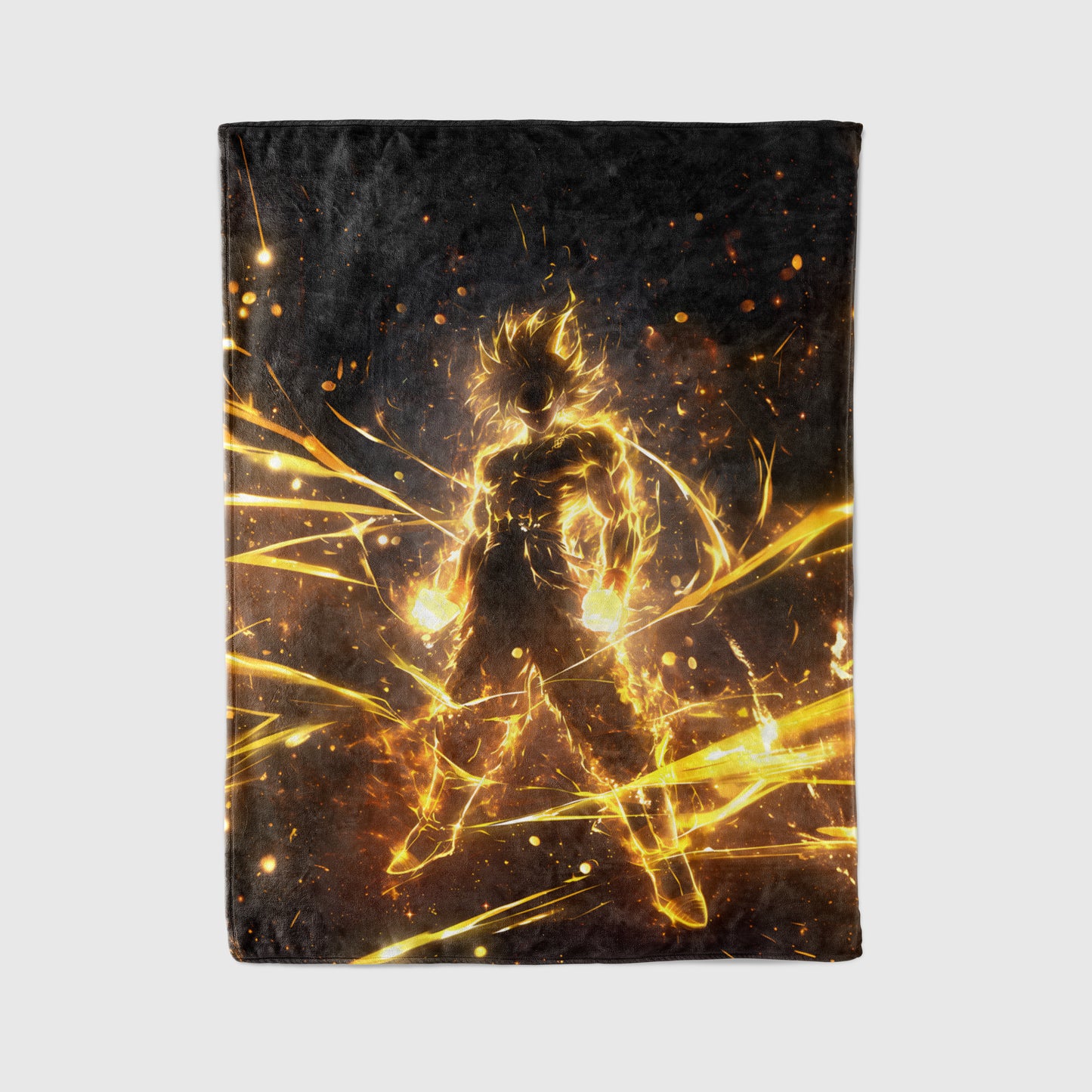 Goku Super Saiyan Golden Art Blanket, Dragon Ball Z SSJ Aura Decor, Radiant Ki Power Design, Premium Fan Gift, Anime Art Bedding