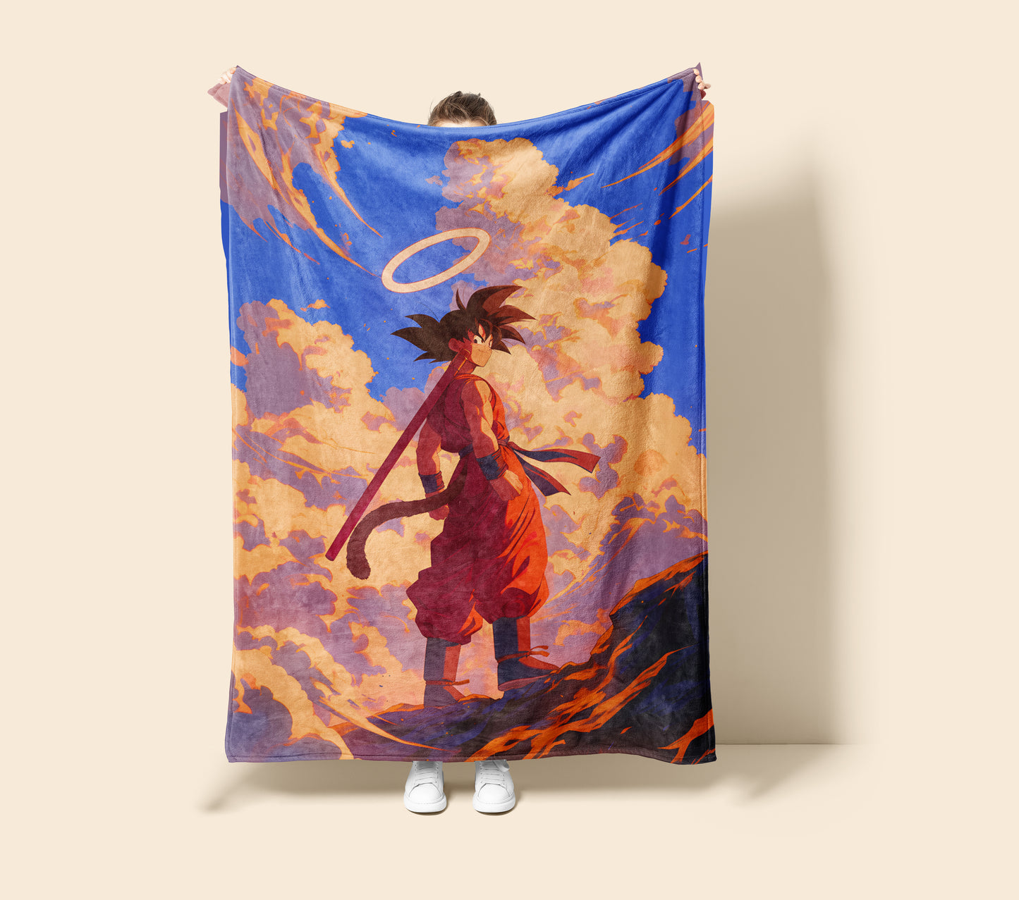 Son Goku Manga Art Blanket, Dragon Ball Classic Illustration, Authentic Anime Warrior Design, Premium Fan Gift, Custom Art Decor
