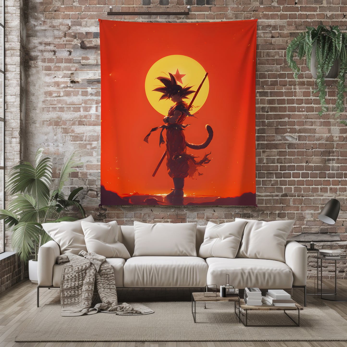 Goku Sunset Manga Art Blanket, Dragon Ball Aesthetic Decor, Golden Hour Warrior Design, Premium Fan Gift, Anime Art Blanket