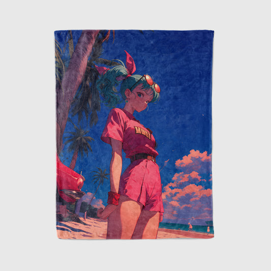Bulma Vintage Manga Art Blanket, Dragon Ball Retro Aesthetic Decor, Classic 90s Girl Illustration, Premium Nostalgic Gift, Wall Art