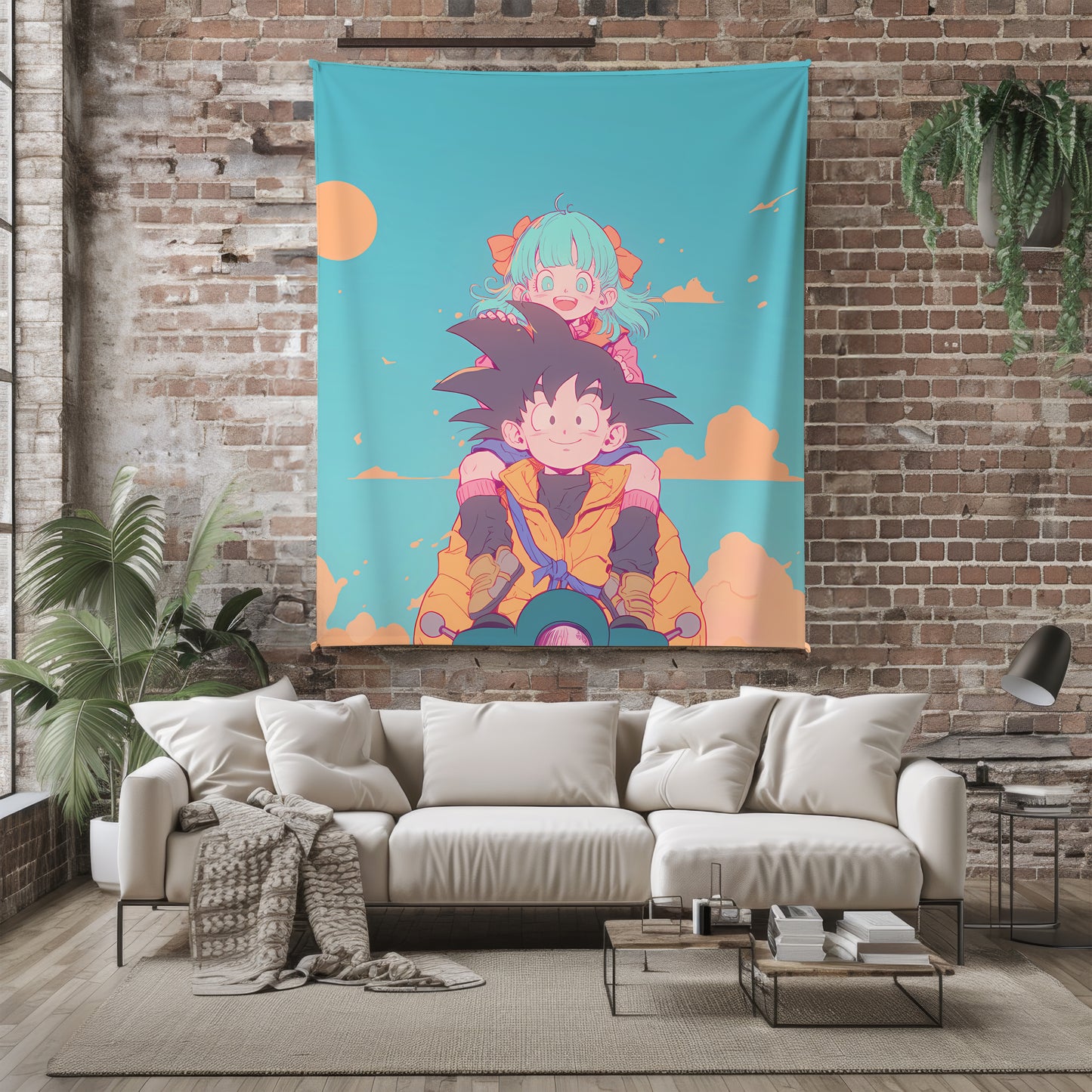 Goku and Bulma Art Blanket, Dragon Ball Classic Duo Decor, Original Adventure Design, Premium Fan Gift, OOAK Art Bedding