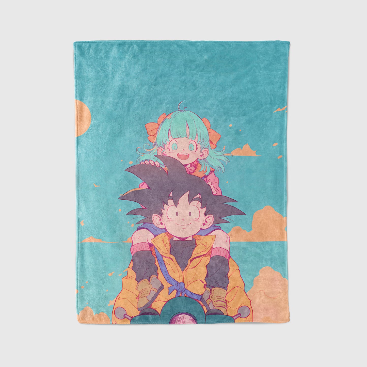 Goku and Bulma Art Blanket, Dragon Ball Classic Duo Decor, Original Adventure Design, Premium Fan Gift, OOAK Art Bedding