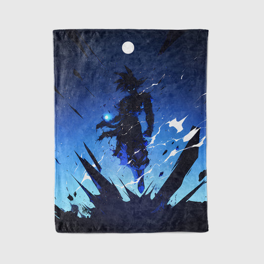 Goku Super Saiyan Night Art Blanket, Dragon Ball Dark Moonlight Decor, Midnight Warrior Design, Premium Fan Gift, Anime Art