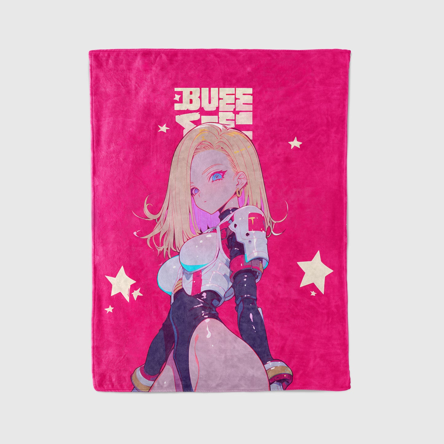 Android 18 Sexy Rubber Suit Blanket, Dragon Ball Sultry Bodysuit Decor, Glossy Femme Fatale Design, Premium Girl Gift, Art Bedding