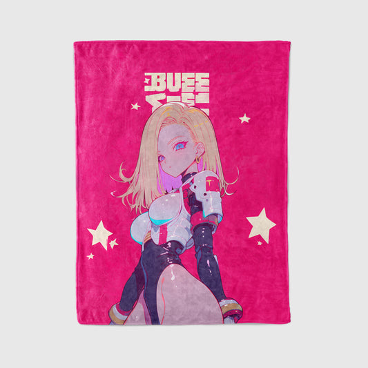 Android 18 Sexy Rubber Suit Blanket, Dragon Ball Sultry Bodysuit Decor, Glossy Femme Fatale Design, Premium Girl Gift, Art Bedding