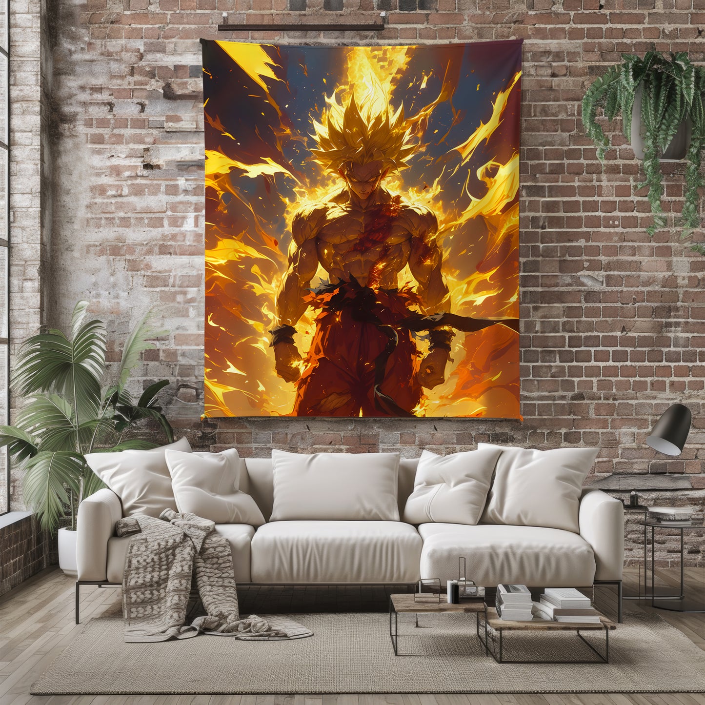 Goku SSJ Power Burst Art Blanket, Dragon Ball Energy Explosion Decor, Intense Ki Blast Design, Premium Fan Gift, Custom Art
