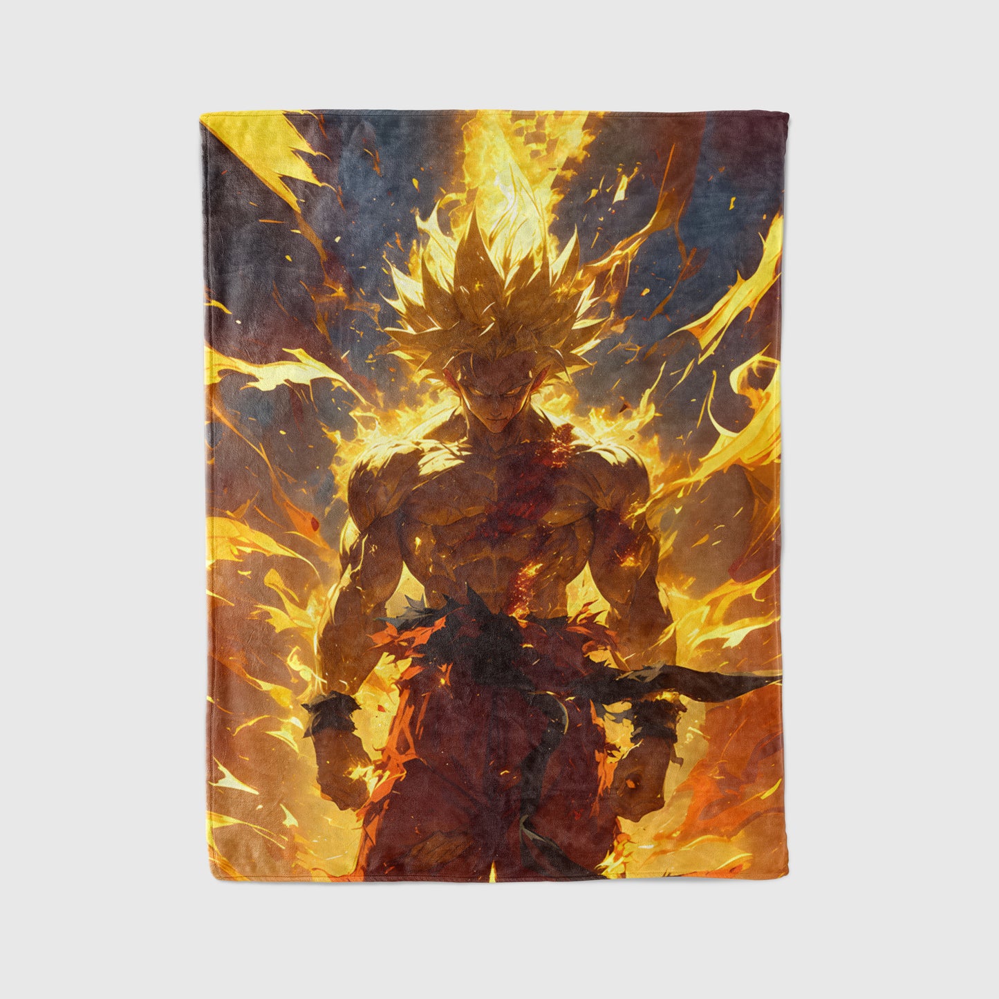 Goku SSJ Power Burst Art Blanket, Dragon Ball Energy Explosion Decor, Intense Ki Blast Design, Premium Fan Gift, Custom Art