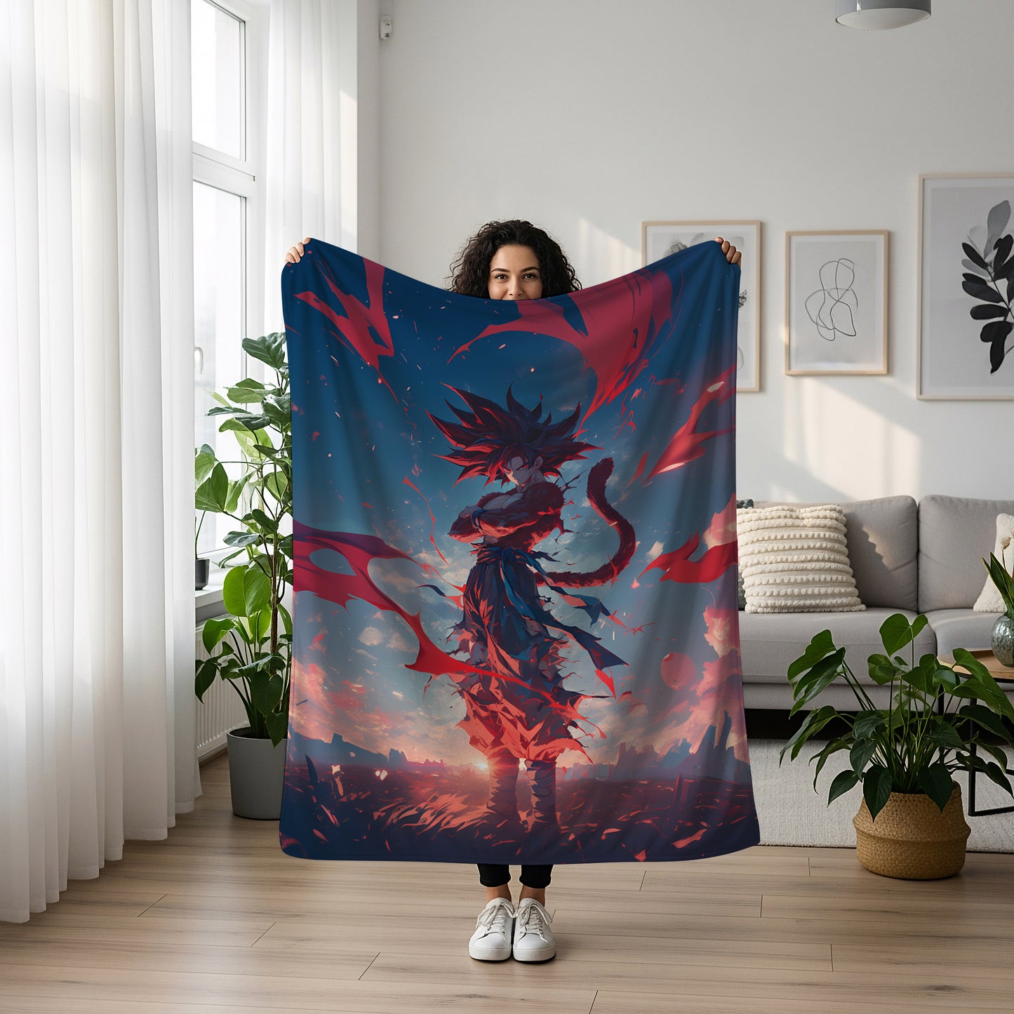 Goku Super Saiyan 4 Art Blanket, Dragon Ball GT SSJ4 Decor, Primal Saiyan Power Design, Premium Fan Gift, Custom Art Blanket