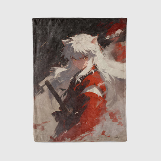 Inuyasha Tessaiga Combat Form Flannel Blanket, Inuyasha Merch, Half-Demon Anime Peripheral, Otaku Decor