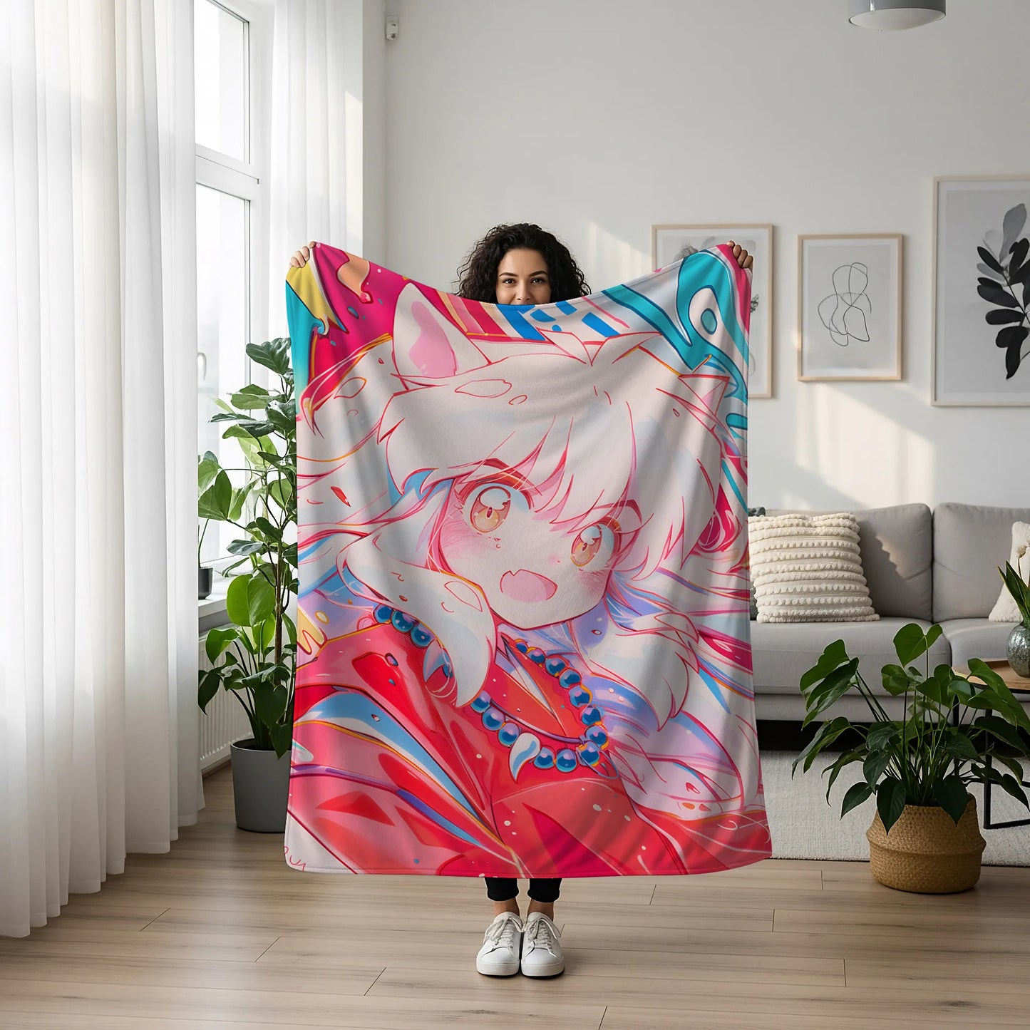 Inuyasha Retro Manga Art Flannel Blanket, Inuyasha Merch, Nostalgic Sengoku Peripheral, Otaku Bedding