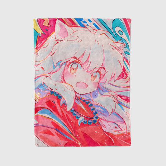 Inuyasha Retro Manga Art Flannel Blanket, Inuyasha Merch, Nostalgic Sengoku Peripheral, Otaku Bedding