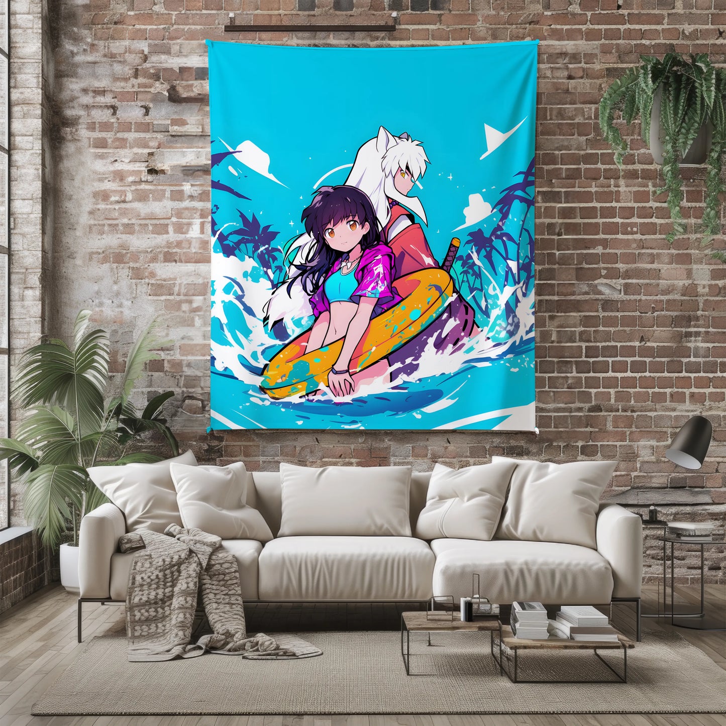 Inuyasha and Kagome Higurashi Cute Chibi Flannel Blanket, Inuyasha Merch, Kawaii Anime Peripheral, Otaku Gift