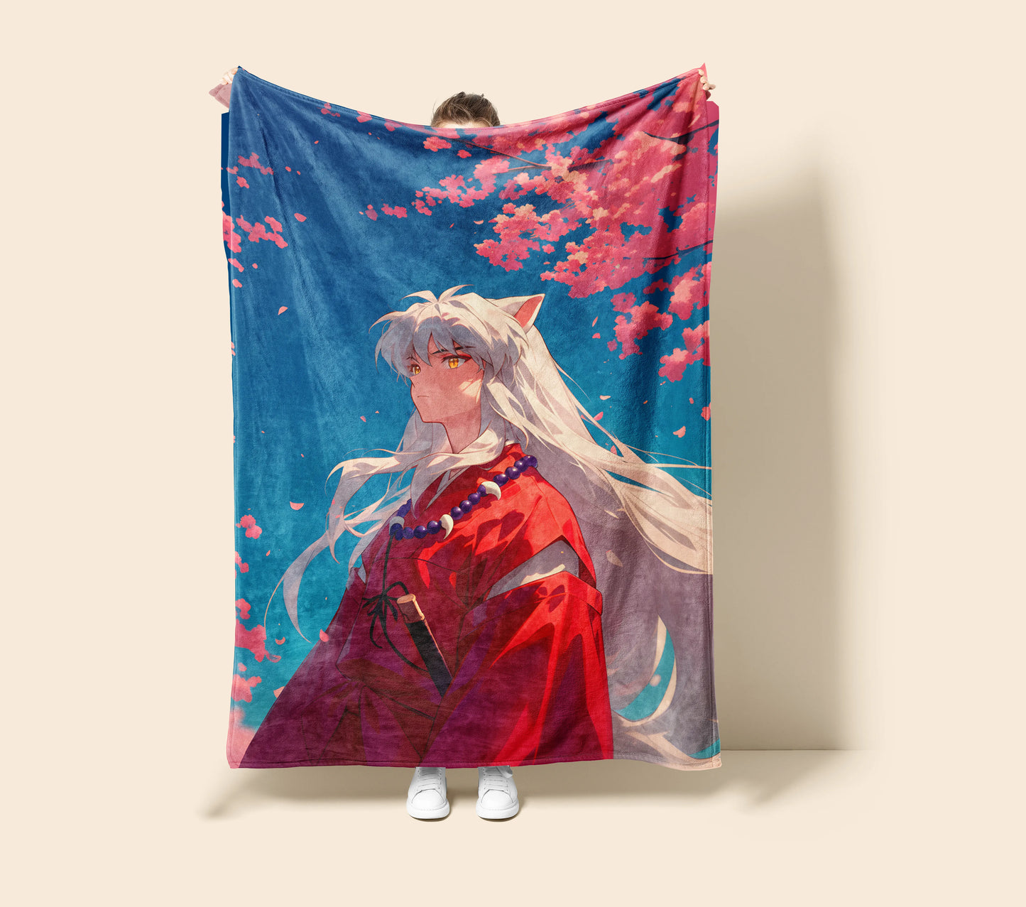 Inuyasha Classic Manga Style Flannel Blanket, Inuyasha Merch, Half-Demon Anime Peripheral, Otaku Decor