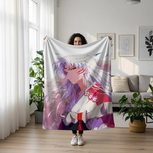 Sesshomaru Classic Manga Aesthetic Flannel Blanket, Inuyasha Merch, Great Dog Demon Peripheral, Otaku Bedding