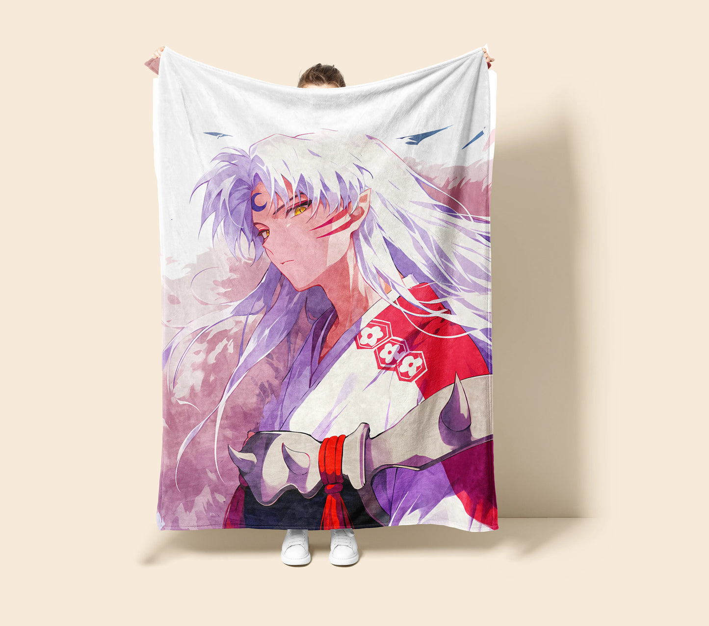 Sesshomaru Classic Manga Aesthetic Flannel Blanket, Inuyasha Merch, Great Dog Demon Peripheral, Otaku Bedding
