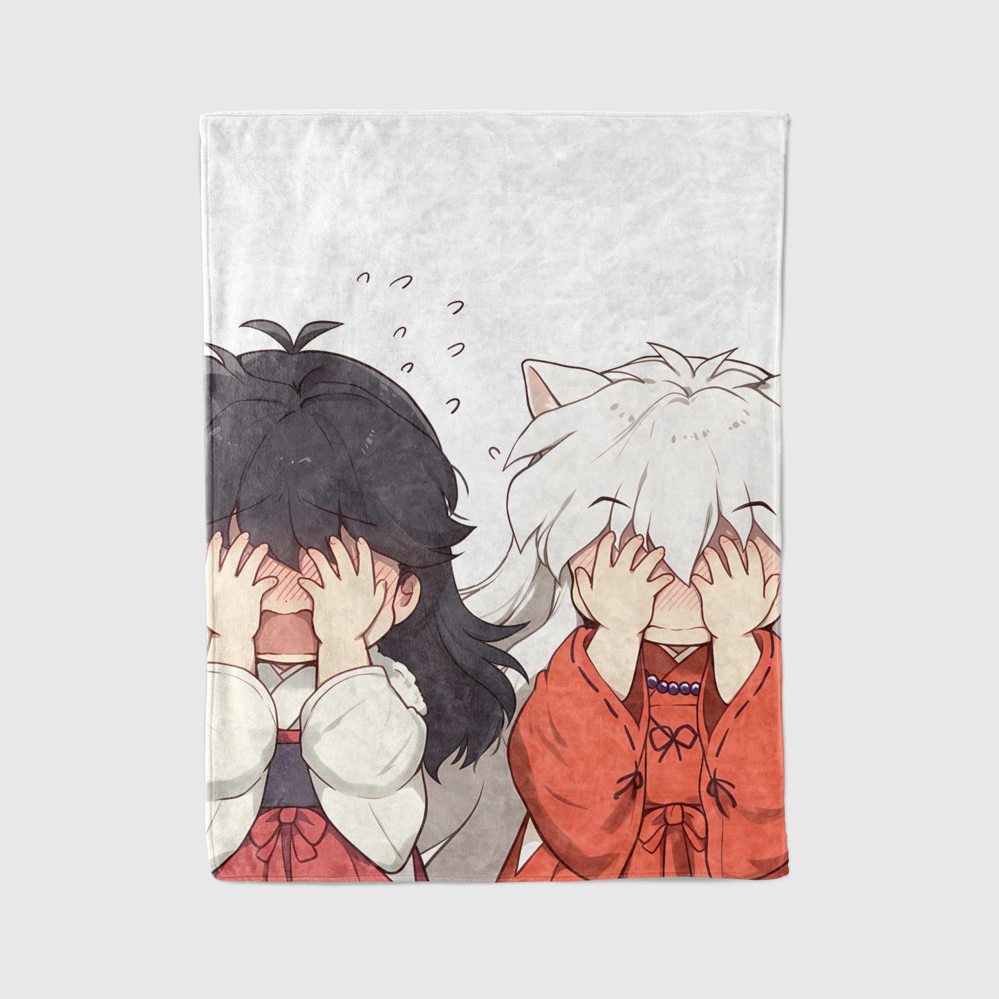 Inuyasha and Kagome Higurashi Kawaii Edition Flannel Blanket, Inuyasha Merch, Anime Peripheral, Otaku Gift Bedding