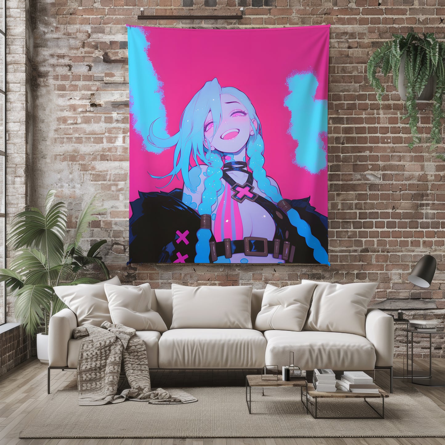 Jinx Manga Art Blanket, League of Legends Jinx Decor, Arcane Loose Cannon Illustration, Premium Fan Gift, Anime Art