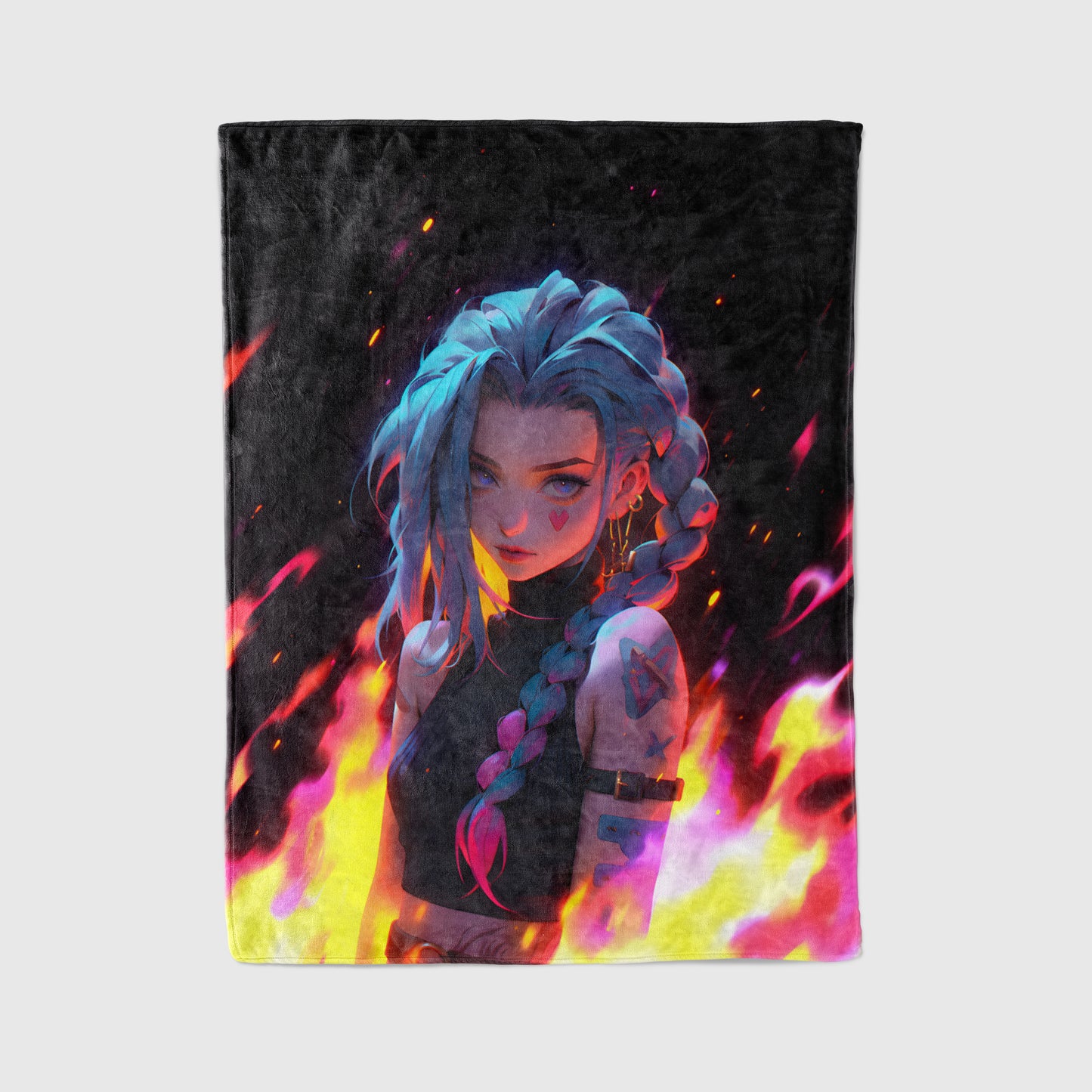 Jinx American Comic Art Blanket, League of Legends Arcane Decor, Gritty Street Art Style, Premium Fan Gift, Aesthetic Wall Art