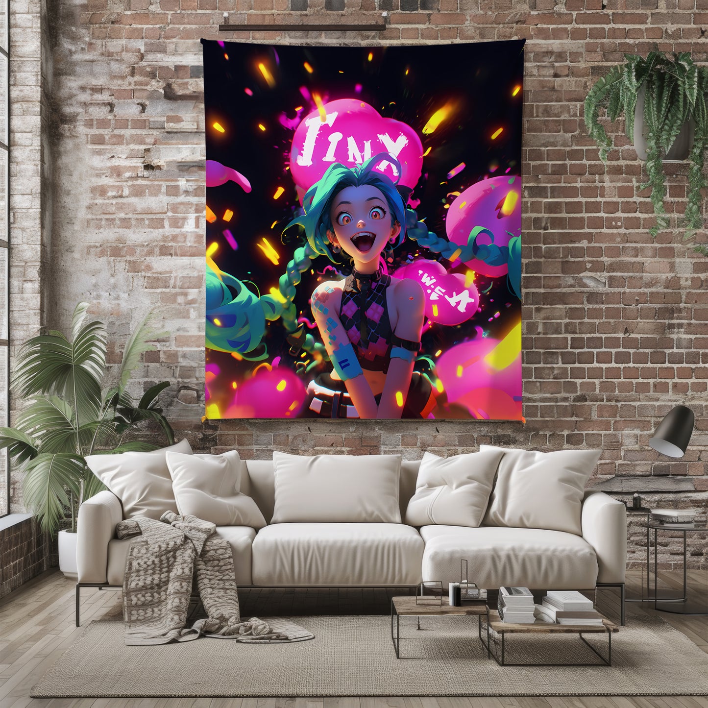 Jinx Pixar Style Art Blanket, League of Legends Cute Jinx Decor, 3D Animation Aesthetic, Premium Fan Gift, Anime Art Bedding
